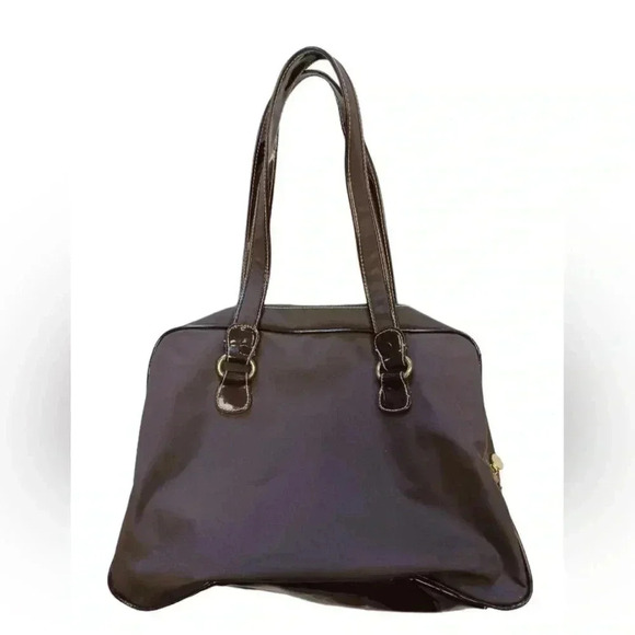 Isaac Mizrahi Brown Patent Leather Shoulder Bag  Purse - Picture 2 of 12